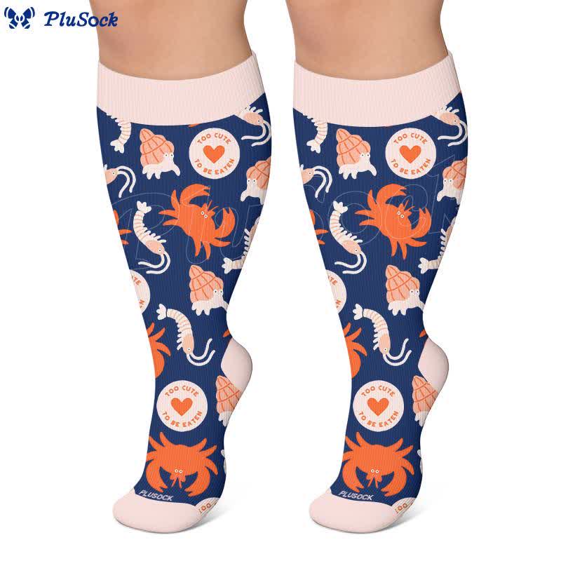 Plusock Plus Size Starfish Seashell Crab Compression Socks - image 3