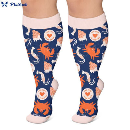 Plusock Plus Size Starfish Seashell Crab Compression Socks - image 3