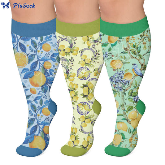 Plusock Plus Size Lemon Compression Socks - image 0