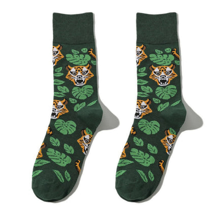 Plusock Forest Leopard Print Quarter Socks(3 Pairs) - Green - EU38-45(US5-11) - image 2
