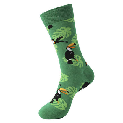 Plusock Tropical Bird Quarter Socks(3 Pairs) - Green - EU38-45(US5-11) - image 1