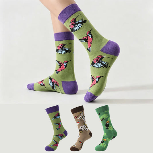 Plusock Tropical Bird Quarter Socks(3 Pairs) - Multicolor - EU38-45(US5-11) - image 0