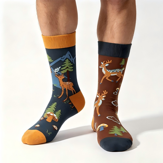 Plusock Forest Deer Cartoon Quarter Socks - Brown - EU36-43(US3-9) - image 0