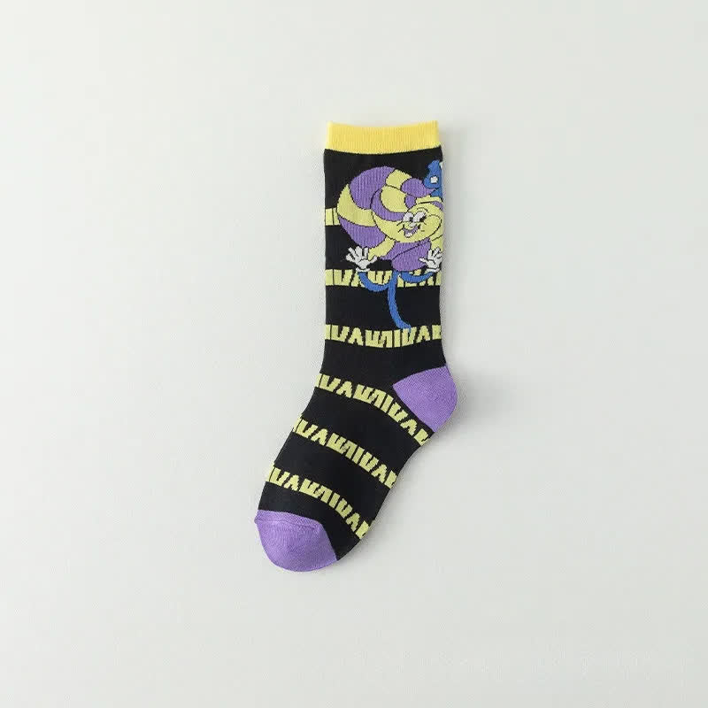 Plusock Funny Cartoon Grid quarter Socks (4 Pairs) - Purple - EU36-40(US3-7) - image 4