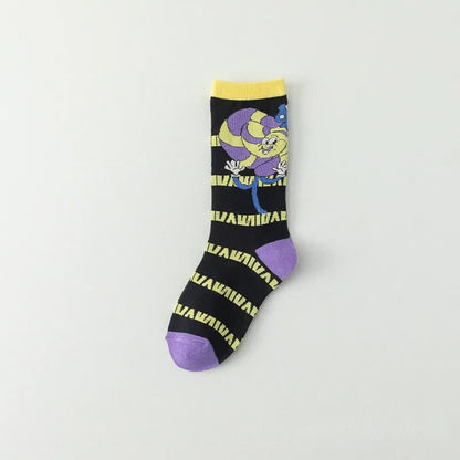 Plusock Funny Cartoon Grid quarter Socks (4 Pairs) - Purple - EU36-40(US3-7) - image 4