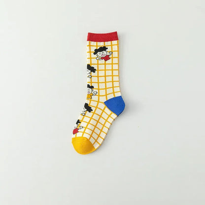 Plusock Funny Cartoon Grid quarter Socks (4 Pairs) - Orange - EU36-40(US3-7) - image 3