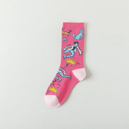 Plusock Cute Cartoon Characters Quarter Socks(4 Pairs) - Pink - EU36-40(US3-7) - image 7