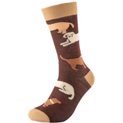 Plusock Playful Dog Rabbit Quarter Socks - Brown - EU38-45(US5-11) - image 1