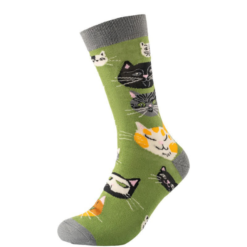 Plusock Cute Cat Quarter Socks(4 Pairs) - Green - EU38-45(US5-11) - image 2