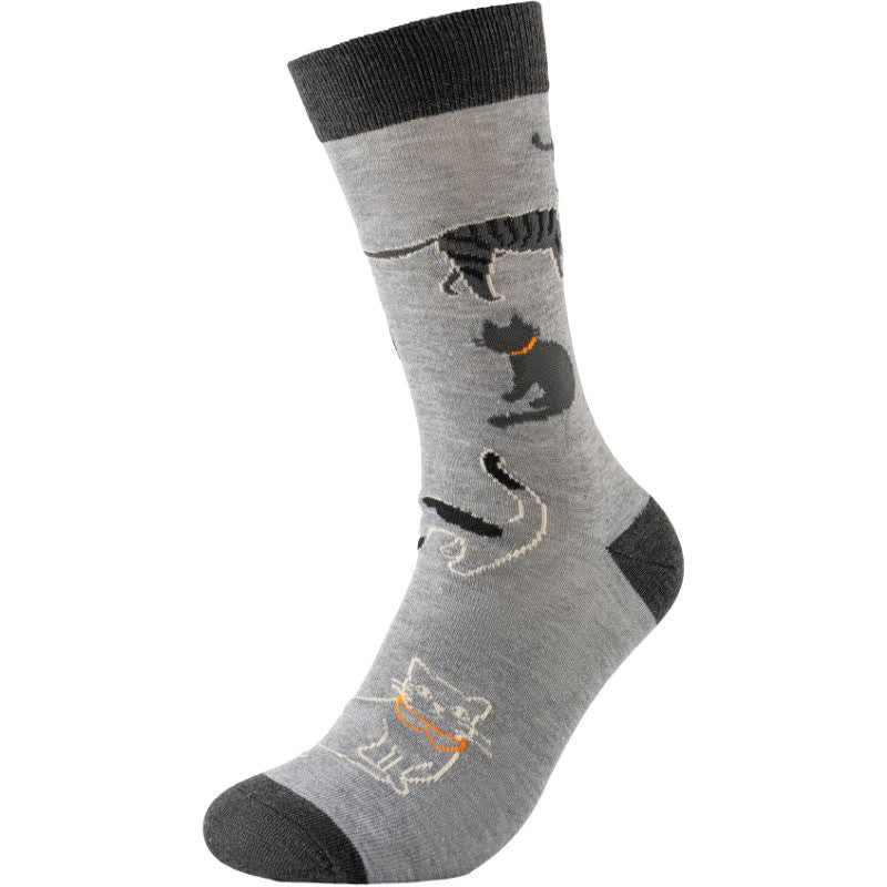 Plusock Cute Cat Quarter Socks(4 Pairs) - Grey - EU38-45(US5-11) - image 3
