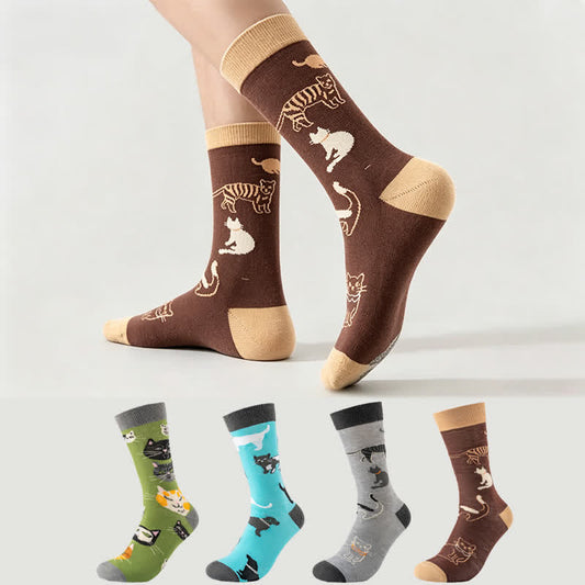 Plusock Cute Cat Quarter Socks(4 Pairs) - Multicolor - EU38-45(US5-11) - image 0