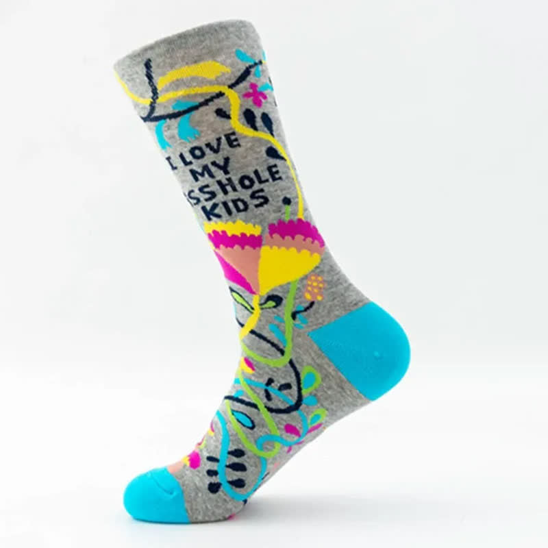 Plusock Funny Colorful Floral Pattern Quarter Socks(5 Pairs) - image 4