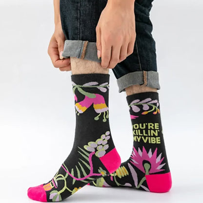 Plusock Funny Colorful Floral Pattern Quarter Socks(5 Pairs) - image 2
