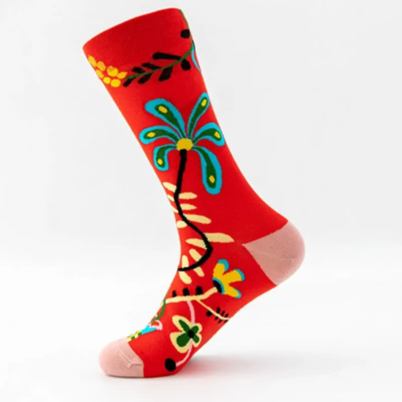 Plusock Funny Colorful Floral Pattern Quarter Socks(5 Pairs) - image 6
