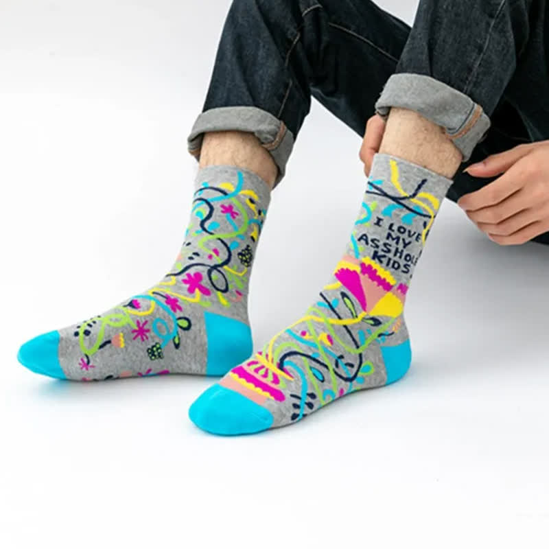 Plusock Funny Colorful Floral Pattern Quarter Socks(5 Pairs) - image 3