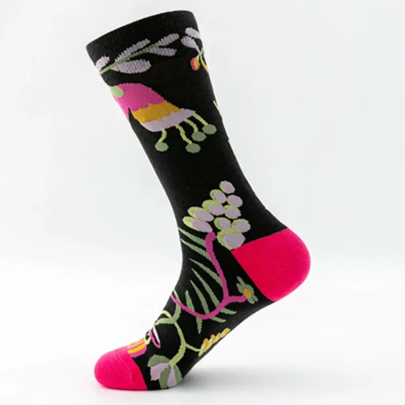 Plusock Funny Colorful Floral Pattern Quarter Socks(5 Pairs) - image 8