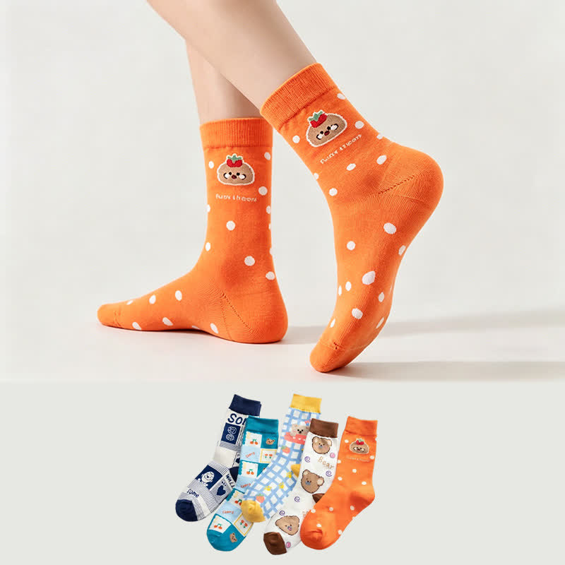 Plusock Cute Animal Quarter Socks (5 Pairs) - image 0