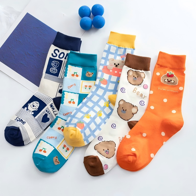 Plusock Cute Animal Quarter Socks (5 Pairs) - Multicolor - EU35-41(US2-7.5) - image 1