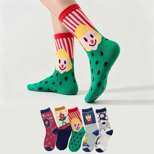 Plusock Fun Graphic Quarter Socks(5 Pairs) - image 0