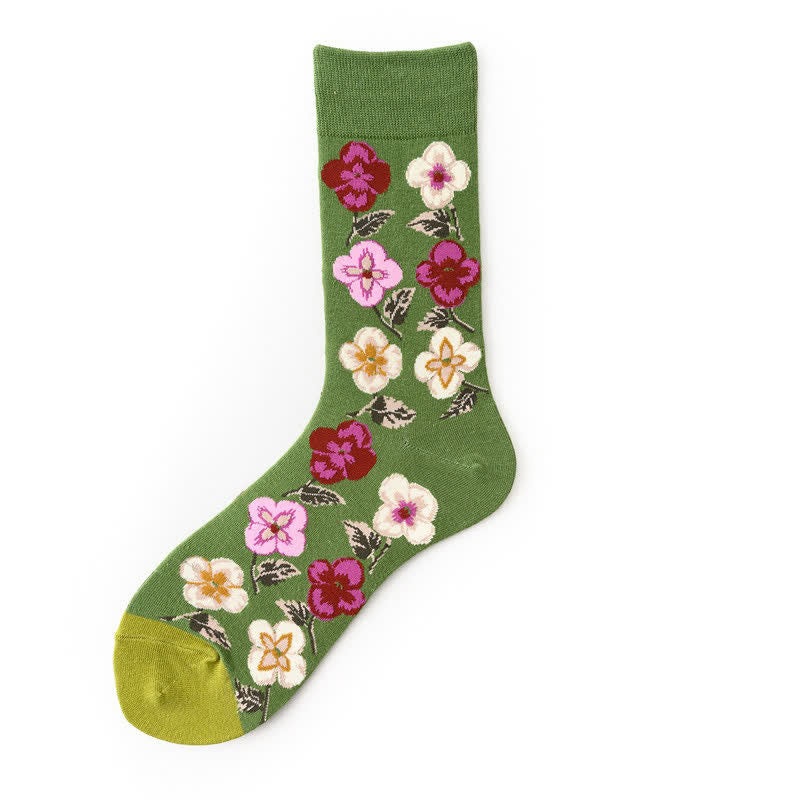 Plusock Floral Colorblock Quarter Socks(5 Pairs) - Light Green - EU36-43(US3-9) - image 3