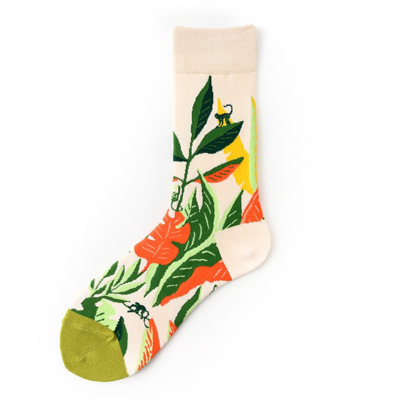 Plusock Floral Colorblock Quarter Socks(5 Pairs) - Beige - EU36-43(US3-9) - image 5