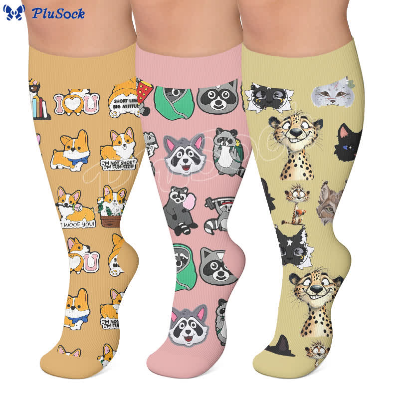 Plusock Plus Size Animal Medley Compression Socks - image 0