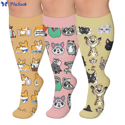 Plusock Plus Size Animal Medley Compression Socks - image 0