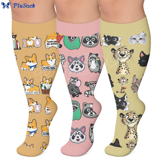 Plusock Plus Size Animal Medley Compression Socks - image 0