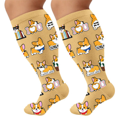 Plusock Plus Size Animal Medley Compression Socks - Yellow(1 Pair) - 4XL - image 5