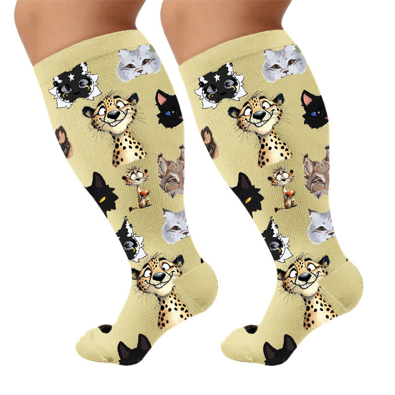 Plusock Plus Size Animal Medley Compression Socks - Apricot(1 Pair) - 4XL - image 7