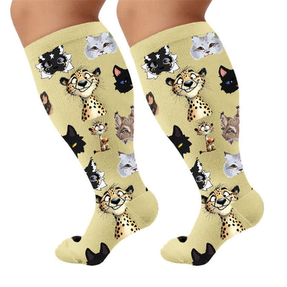 Plusock Plus Size Animal Medley Compression Socks - Apricot(1 Pair) - 4XL - image 7