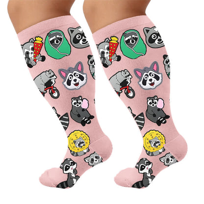 Plusock Plus Size Animal Medley Compression Socks - Pink(1 Pair) - 4XL - image 6