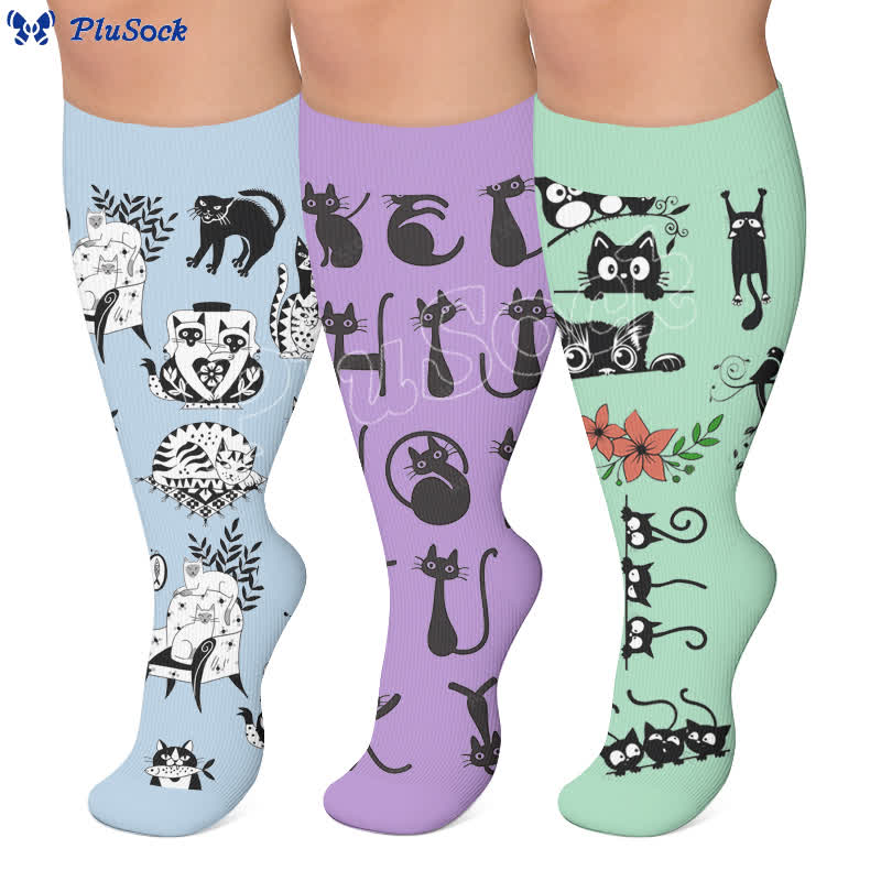Plusock Plus Size Playful Kitty Compression Socks - image 0