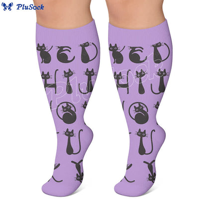 Plusock Plus Size Playful Kitty Compression Socks - image 3