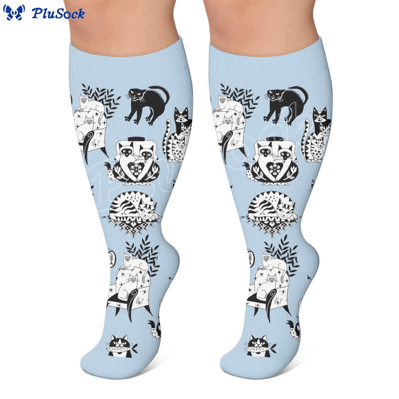 Plusock Plus Size Playful Kitty Compression Socks - image 2