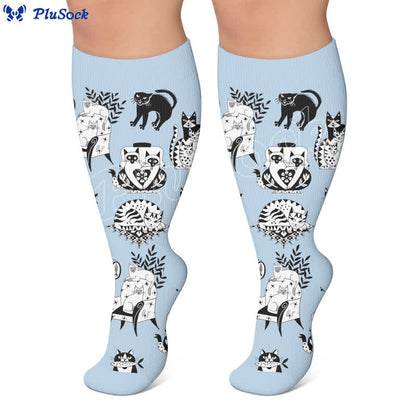 Plusock Plus Size Playful Kitty Compression Socks - image 2