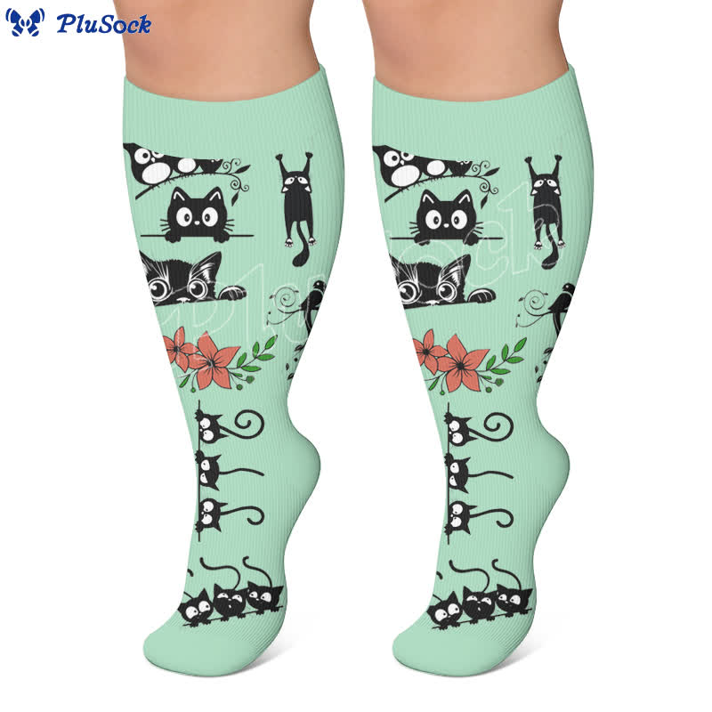 Plusock Plus Size Playful Kitty Compression Socks - image 4