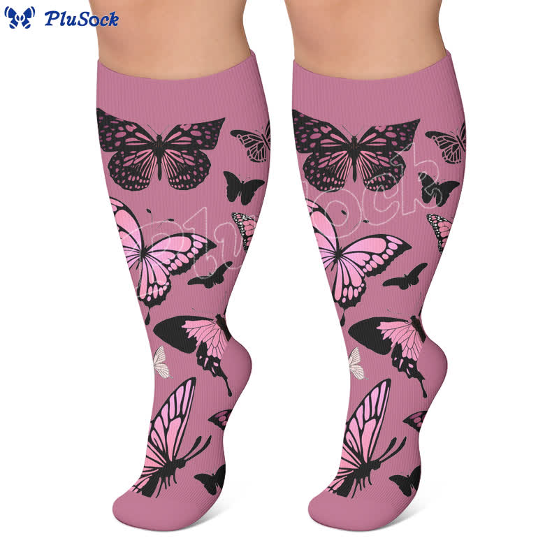 Plusock Plus Size Butterfly Garden Compression Socks - image 3