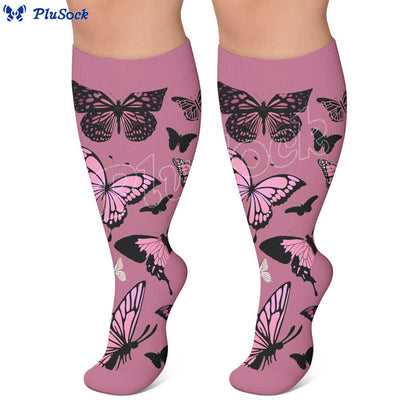 Plusock Plus Size Butterfly Garden Compression Socks - image 3