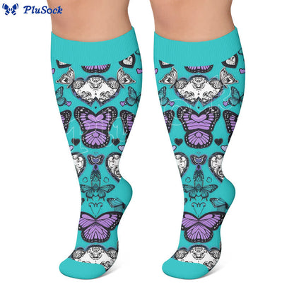 Plusock Plus Size Butterfly Garden Compression Socks - image 4