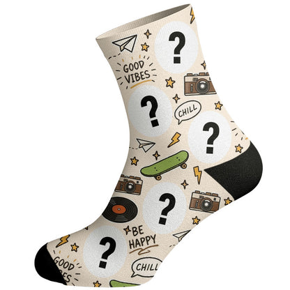 Plusock Good Vibes Pattern Custom Face Socks - image 2
