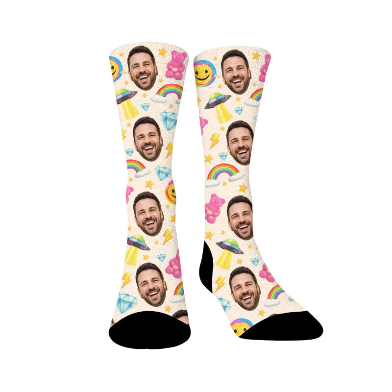 Plusock Funny Pattern Custom Face Socks - Sample - EU37-44(US4-10) - image 1