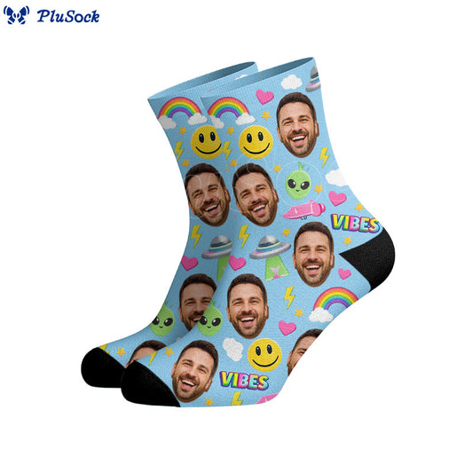 Plusock Alien Pattern Custom Face Socks - image 0