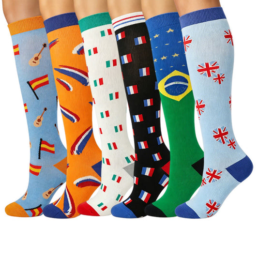 Plusock National Flags Compression Socks(6 Pairs) - Multicolor - S/M - image 0
