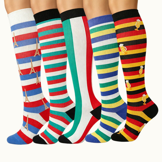 Plusock Flag Stripe Compression Socks(5 Pairs) - Multicolor - S/M - image 0