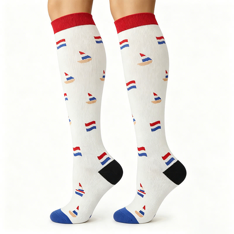 Plusock Union Flag Sport Compression Socks(6 Pairs) - White - S/M - image 4