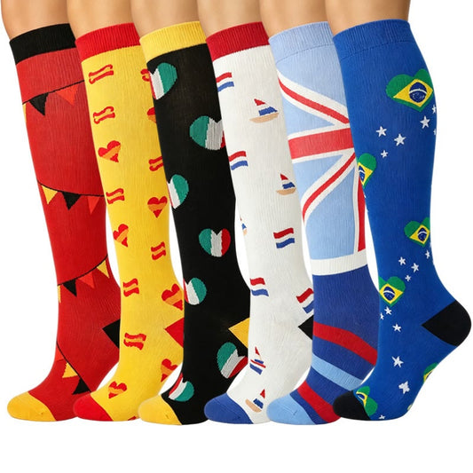 Plusock Union Flag Sport Compression Socks(6 Pairs) - Multicolor - S/M - image 0