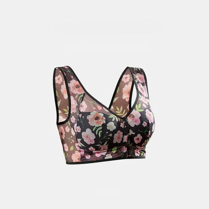 Plusock Floral Front Closure Wireless Bra - Black - 6L - image 3