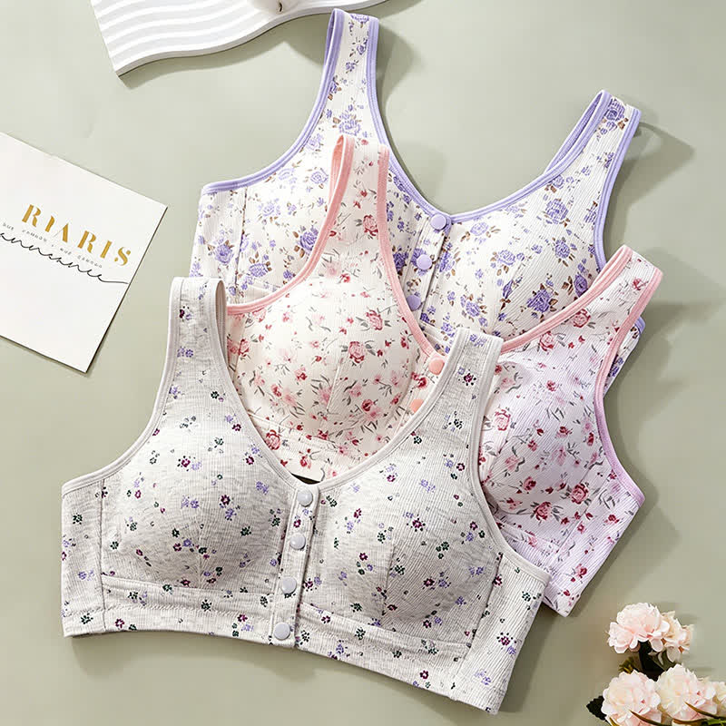 Plusock Floral Front Closure Wireless Bra(2 Packs) - image 3
