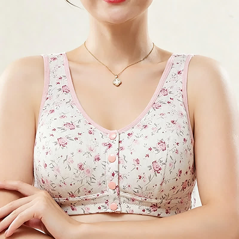 Plusock Floral Front Closure Wireless Bra(2 Packs) - Pink - 48 - image 0